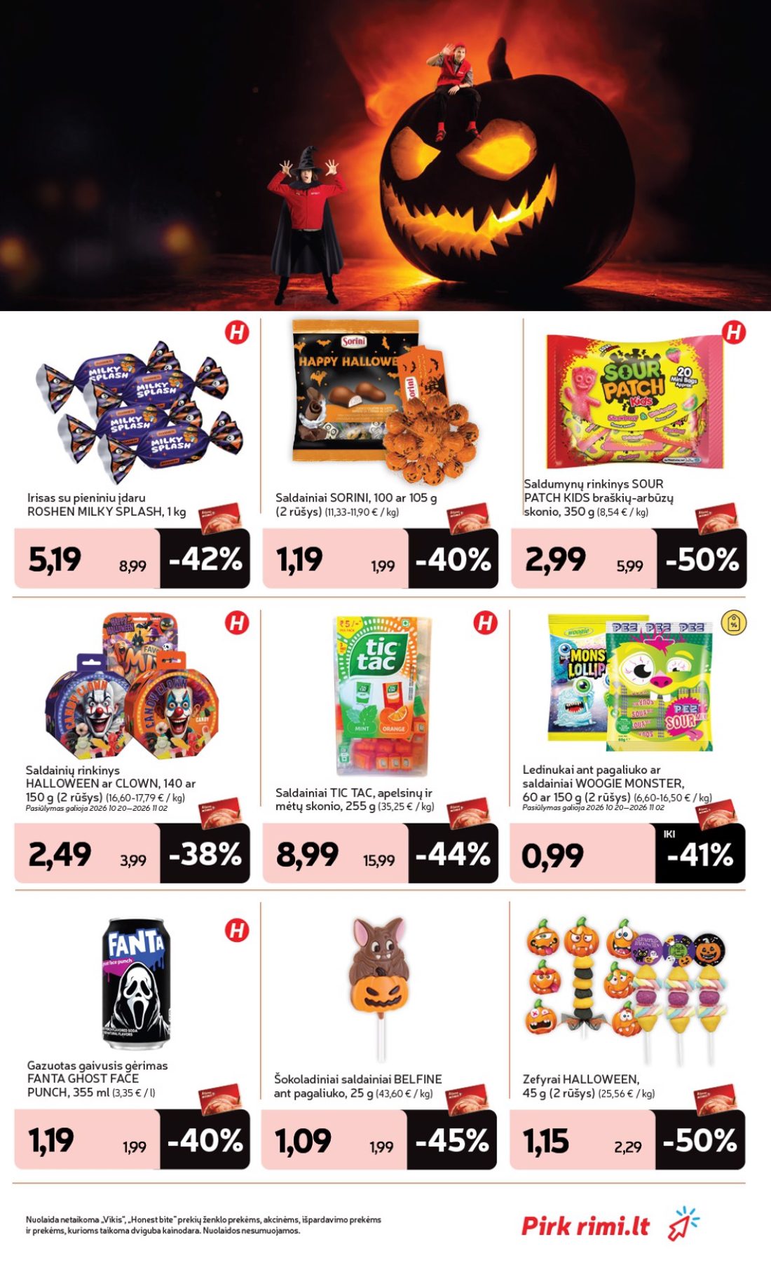 „Rimi“ savaitinis leidinys Nr. 44, 5 psl.: Irisas pieniniu įdaru ROSHEN MILKY SPLASH Saldainiai SORINI rūšys Saldumynų rinkinys SOUR PATCH KIDS…