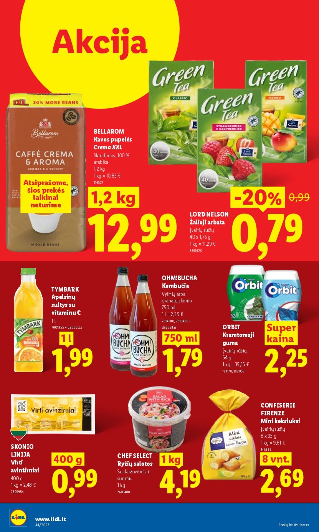 LIDL Maisto prekių pasiūlymai, 16 psl.: Akcija BELLAROM Kavos pupelės Crema XXL Skrudintos arabika Atsiprašome šios prekės laikinai neturime LORD…