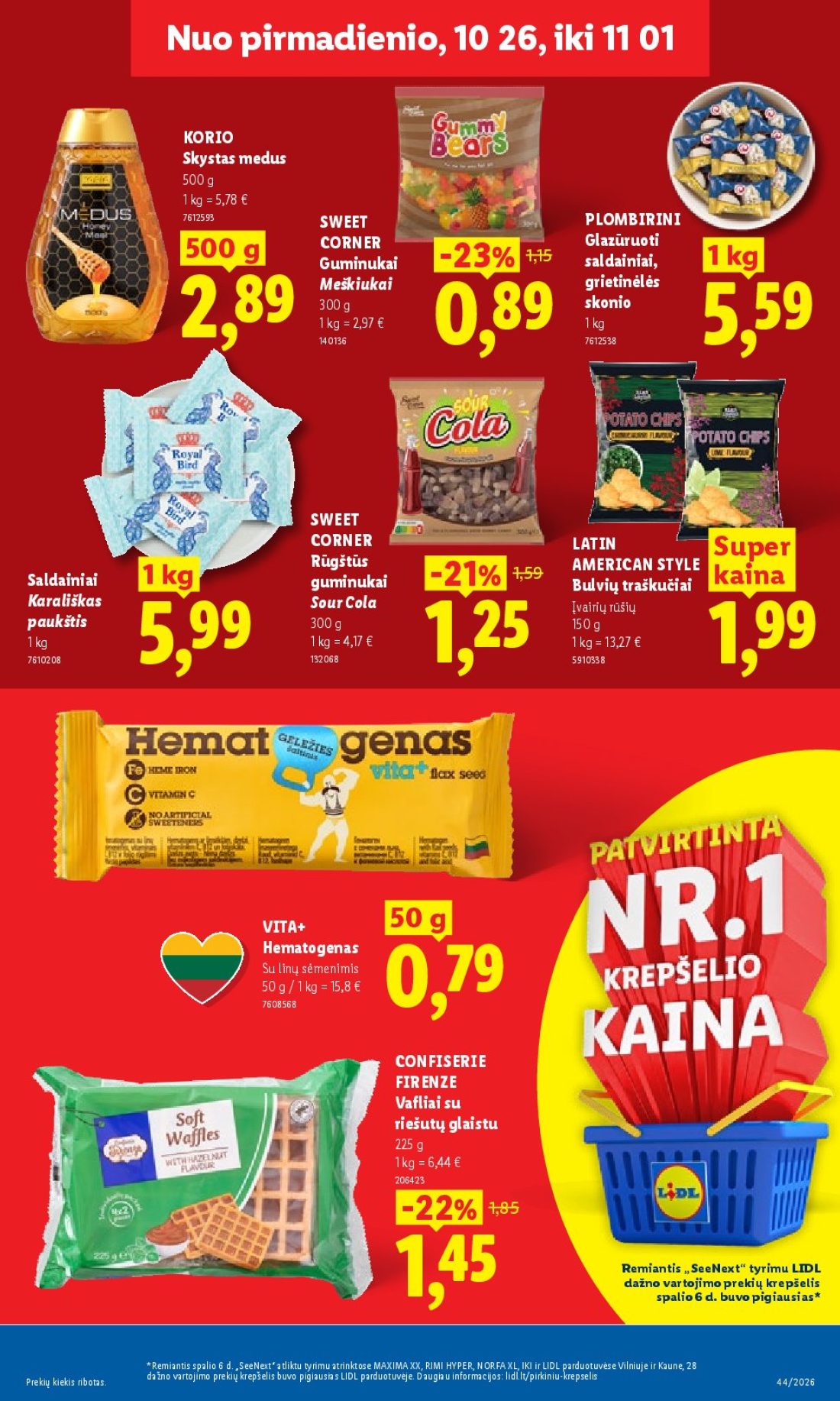 LIDL Maisto prekių pasiūlymai, 21 psl.: NNuo pirmadienio,pirmadienio xx,26 KORIO Skystas medus SWEET PLOMBIRINI CORNER Glazūruoti saldainiai…