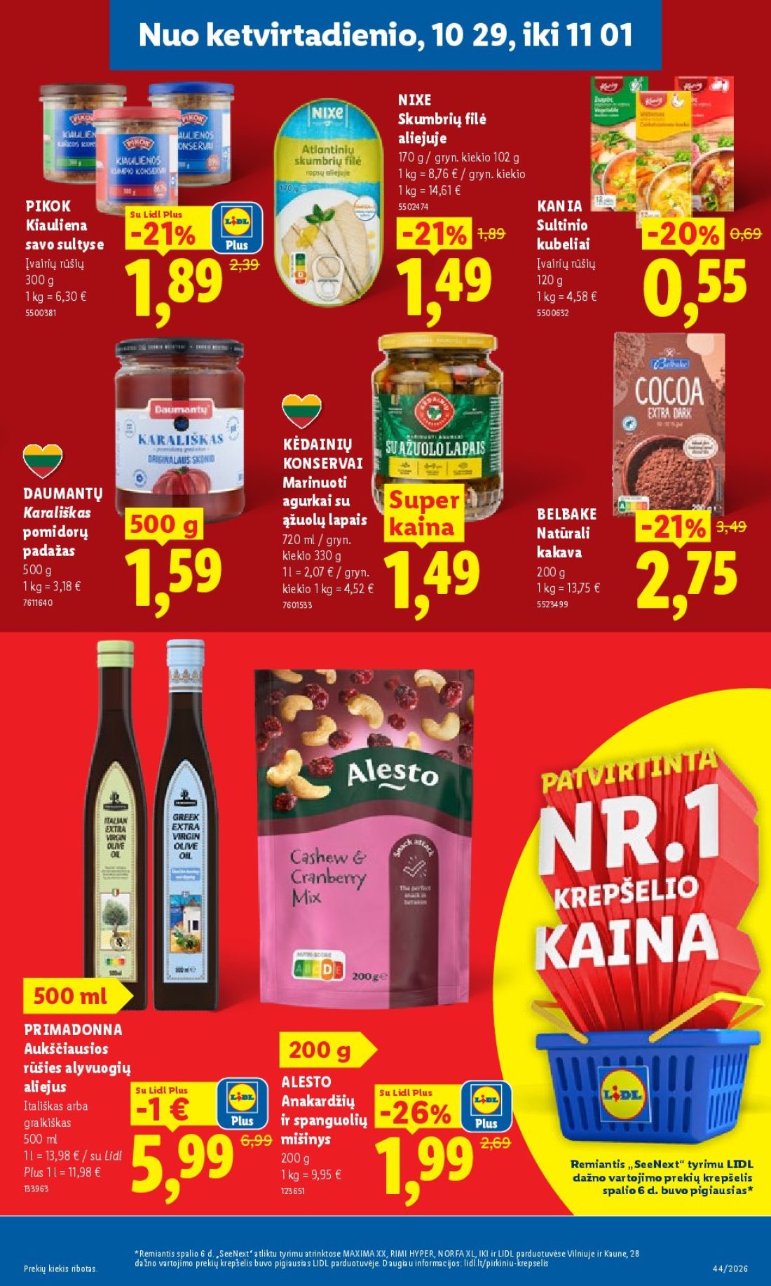 LIDL Maisto prekių pasiūlymai, 35 psl.: NNNuo eljapäekpirmadienio,etvirtadienio,vast kuni xx,29 xx01 NIXE Skumbrių filė aliejuje gryn kiekio PIKOK…