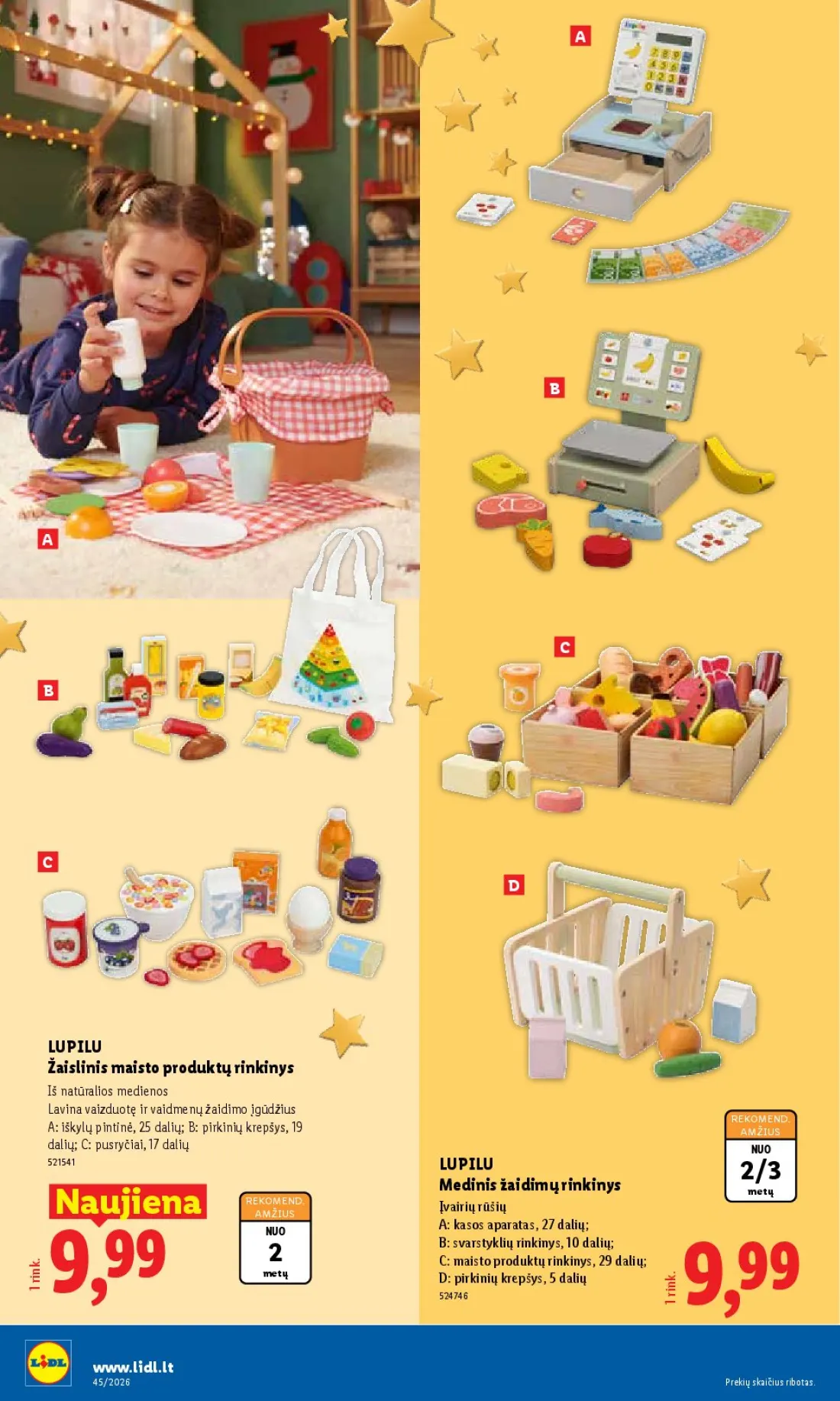 LIDL Ne maisto prekių pasiūlymai, 12 psl.: LUPILU Žaislinis maisto produktų rinkinys natūralios medienos Lavina vaizduotę vaidmenų žaidimo įgūdžius REKO…