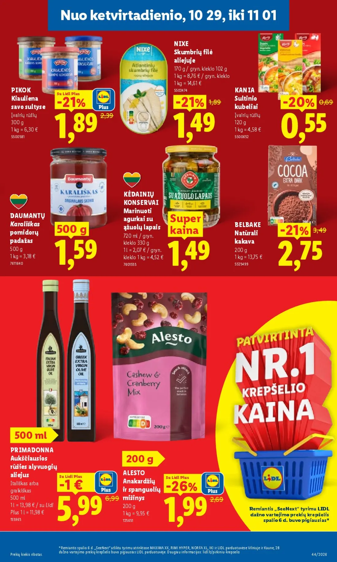 LIDL Maisto prekių pasiūlymai, 35 psl.: NNNuo eljapäekpirmadienio,etvirtadienio,vast kuni xx,29 xx01 NIXE Skumbrių filė aliejuje gryn kiekio PIKOK KA…