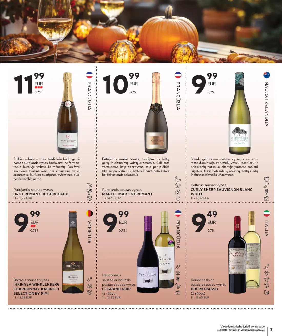 RIMI Alkoholinių gėrimų asortimento katalogas Nr. 21, 3 psl.: Vartodami alkoholį rizikuojate savo sveikata šeimos visuomenės gerove NAUJOJI ZELANDIJA PRANCŪZIJA ITALIJA VO…
