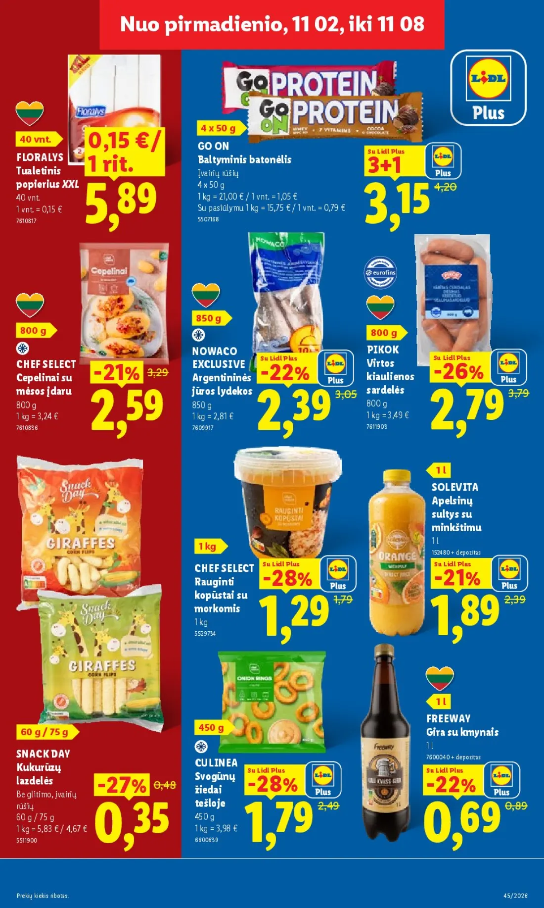 LIDL Maisto prekių pasiūlymai, 3 psl.: pirmadienio NNNuo pirmadienio,pirmadienio,pirmadienio xx,26 Lidl Plus FLORALYS Baltyminis batonėlis rit Tuale…