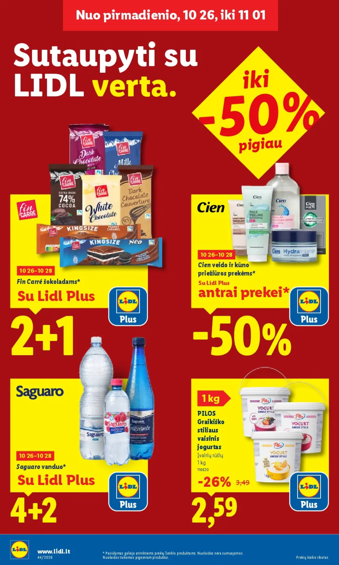 LIDL Maisto prekių pasiūlymai, 4 psl.: pirmadienio Sutaupyti LIDL verta pigiau Cien veido kūno priežiūros prekėms Fin Carré šokoladams Plus antrai p…