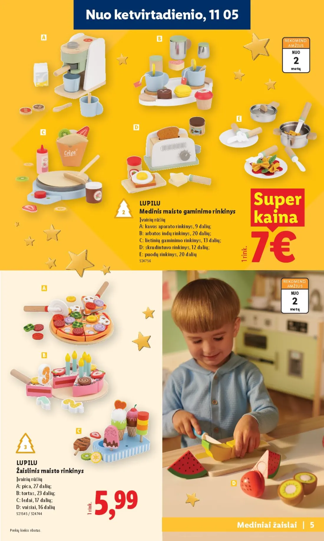 LIDL Žaislų katalogas, 5 psl.: ketvirtadienio REKOMEND AMŽIUS metų LUPILU Super Medinis maisto gaminimo rinkinys Įvairių rūšių kavos aparato…