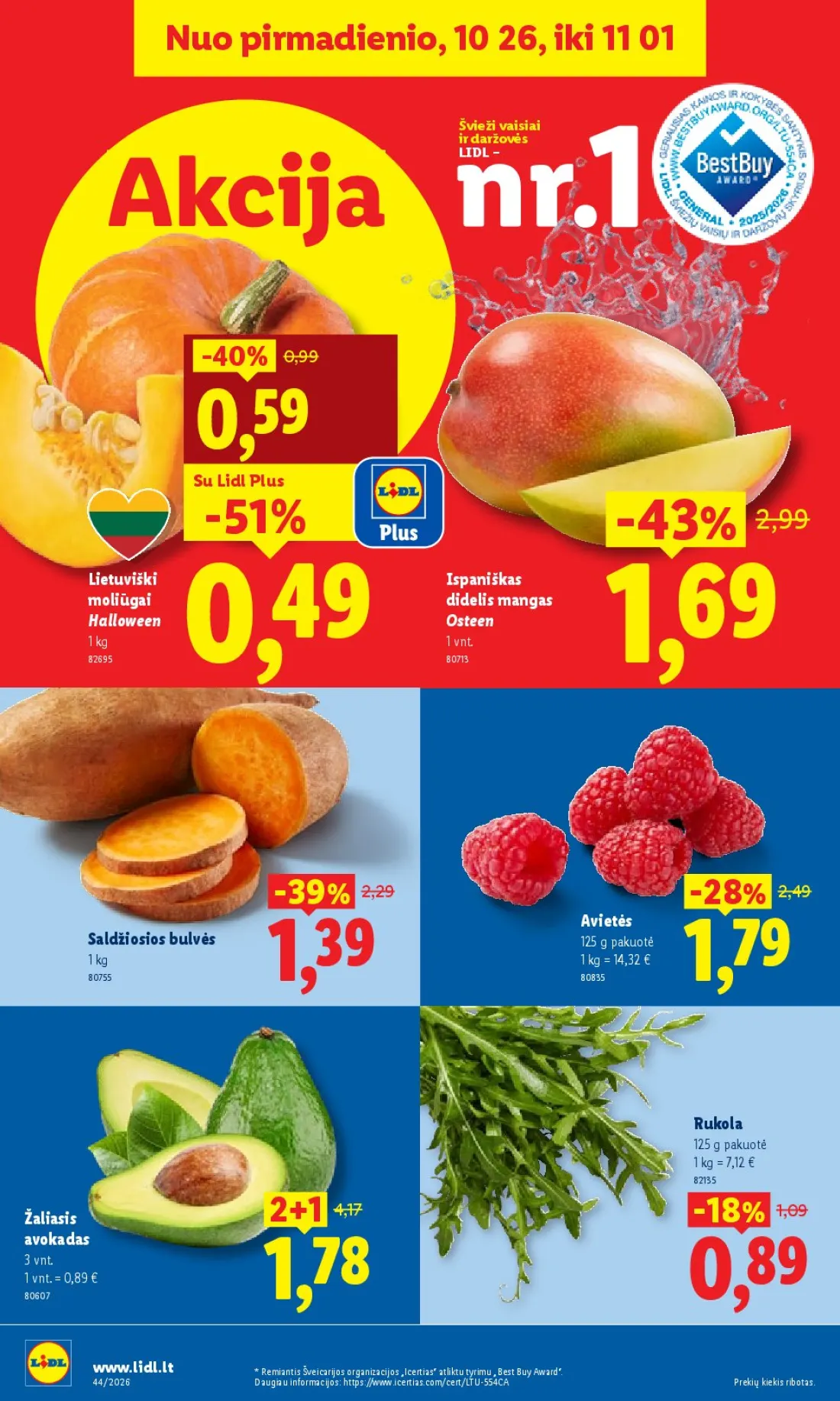 LIDL Maisto prekių pasiūlymai, 6 psl.: pirmadienio Švieži vaisiai daržovės Akcija LIDL Plus Lietuviški Ispaniškas moliūgai didelis mangas Halloween…
