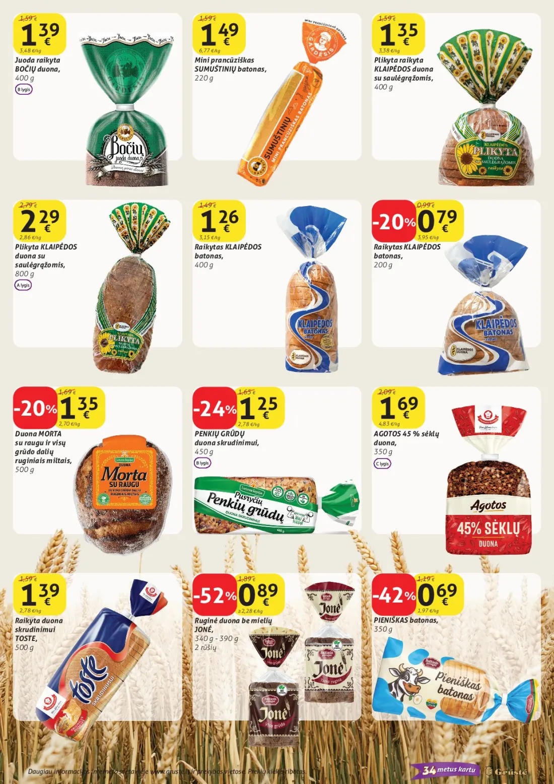 GRŪSTĖ akcijų leidinys Nr.30, 7 psl.: Juoda raikyta Mini prancūziškas Plikyta BOČIŲ duona SUMUŠTINIŲ batonas KLAIPĖDOS saulėgrąžomis Raikytas aikyt…