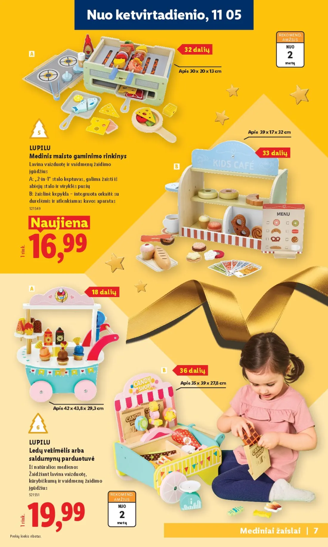 LIDL Žaislų katalogas, 7 psl.: ketvirtadienio REKOMEND AMŽIUS dalių metų Apie LUPILU Medinis maisto gaminimo rinkinys Lavina vaizduotę vaidm…