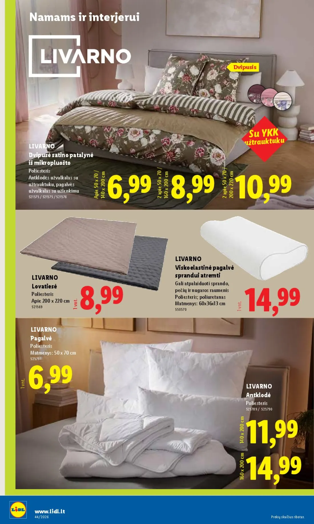 LIDL Ne maisto prekių pasiūlymai, 16 psl.: Namams interjerui Dvipusis YKK auktuku užtr LIVARNO Dvipusė satino patalynė mikropluošto Poliesteris Antklodė…