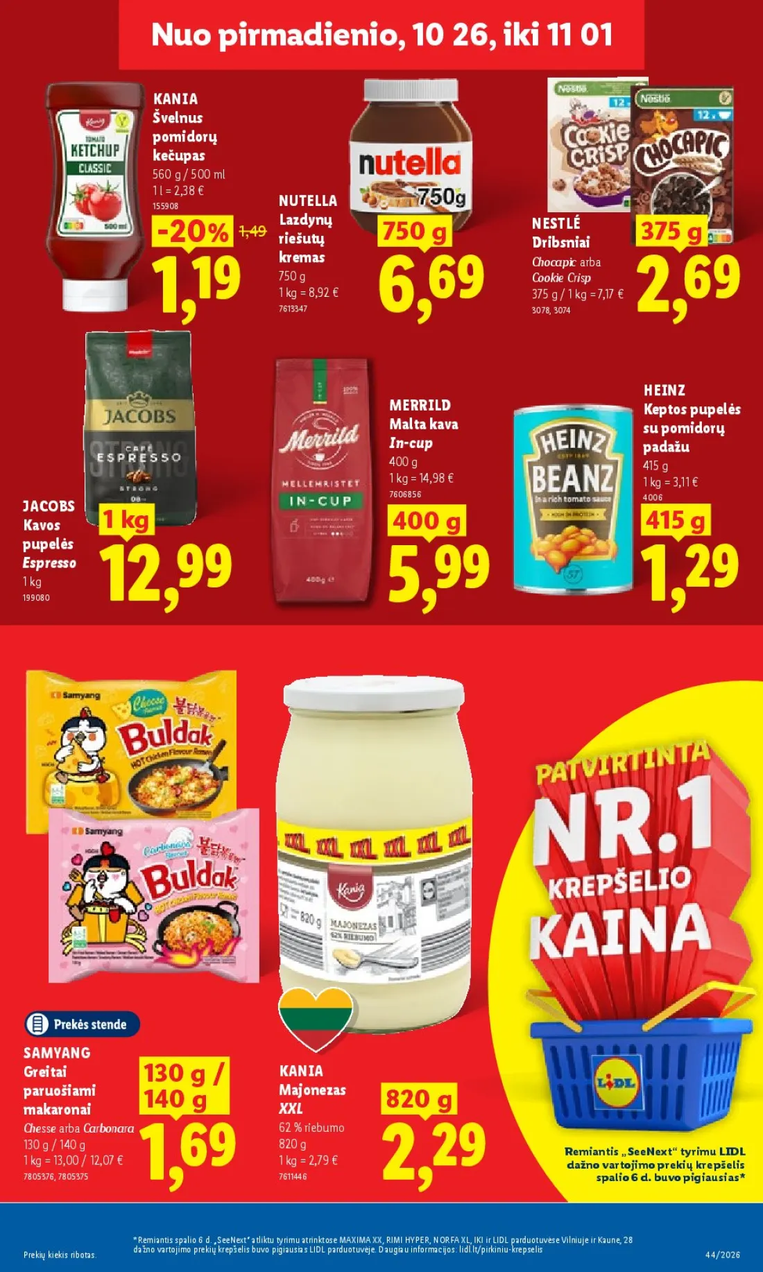 LIDL Maisto prekių pasiūlymai, 17 psl.: NNNuo pirmadienio,pirmadienio,pirmadienio xx,26,26 KANIA Švelnus pomidorų kečupas NUTELLA Lazdynų NESTLÉ rieš…