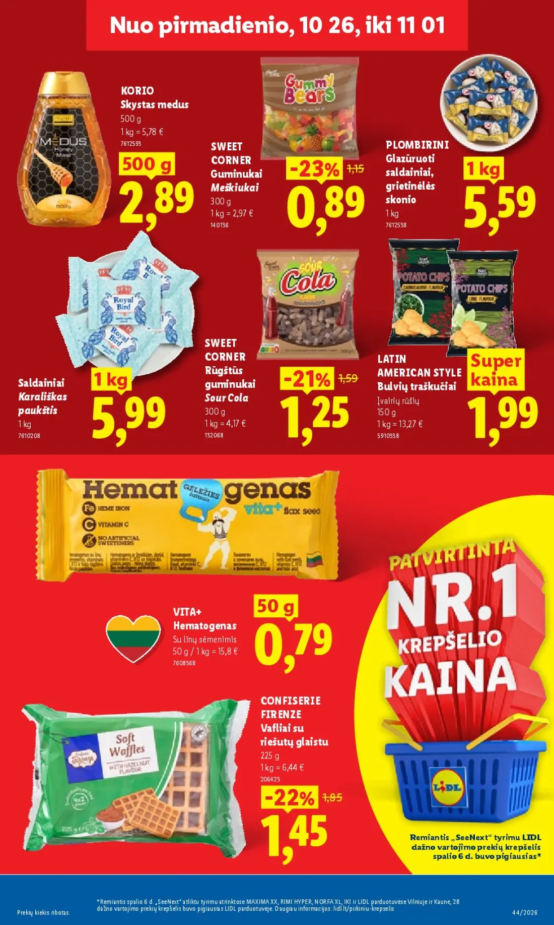 LIDL Maisto prekių pasiūlymai, 21 psl.: NNuo pirmadienio,pirmadienio xx,26 KORIO Skystas medus SWEET PLOMBIRINI CORNER Glazūruoti saldainiai Guminuka…