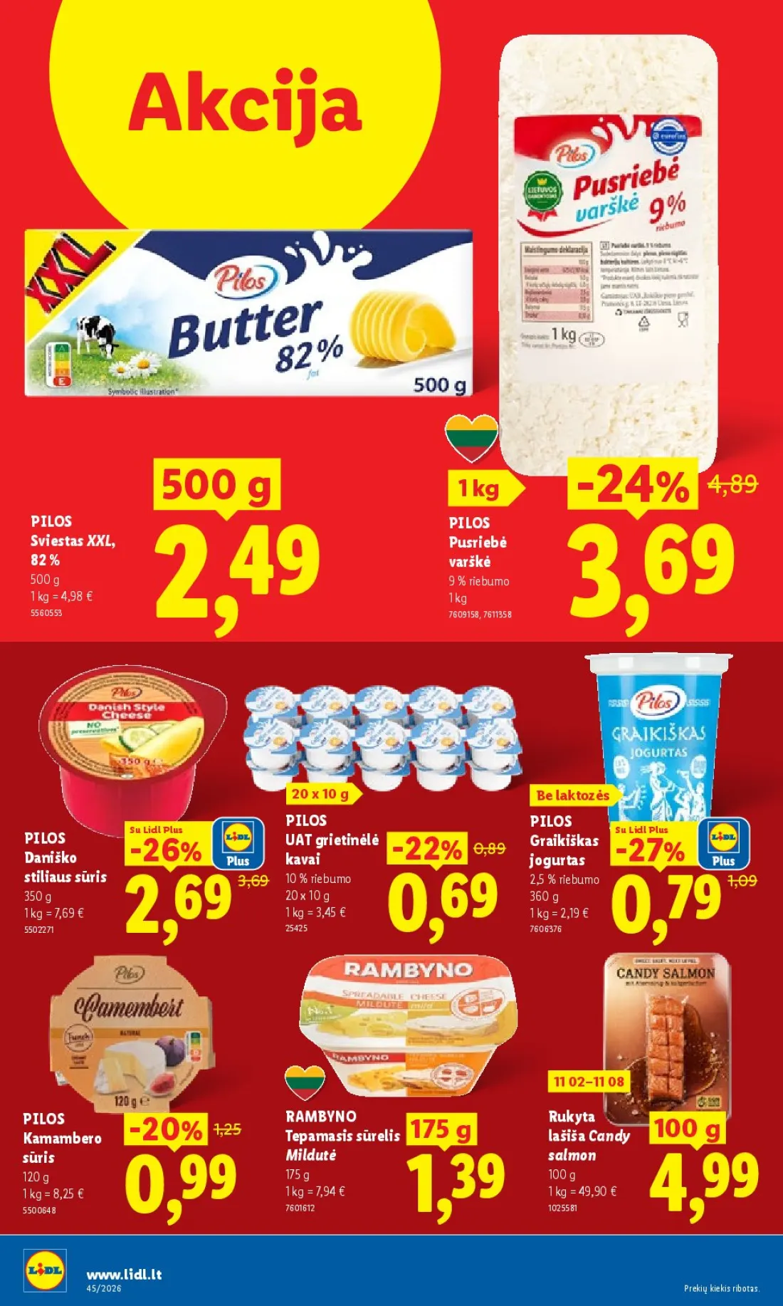 LIDL Maisto prekių pasiūlymai, 28 psl.: Neljapäevast kuni Akcija PILOS Sviestas XXL Pusriebė varškė riebumo laktozės Lidl Plus UAT grietinėlė Graikiš…