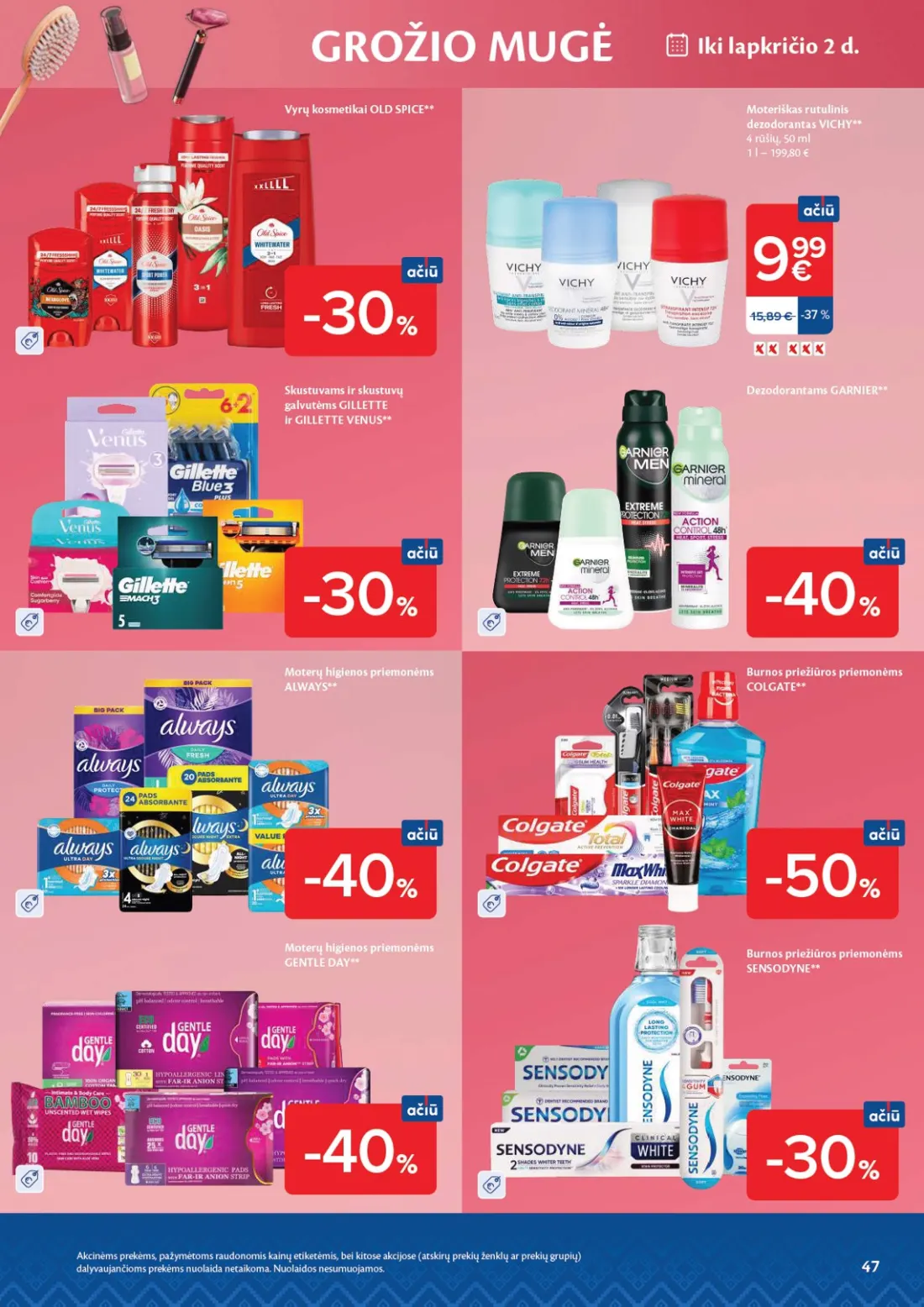 MAXIMA AČIŪ savaitinis leidinys Nr. 44, 47 psl.: GROŽIO MUGĖ Vyrų kosmetikai OLD SPICE Skustuvams skustuvų galvutėms GILLETTE VENUS lapkričio Moteriškas rutul…